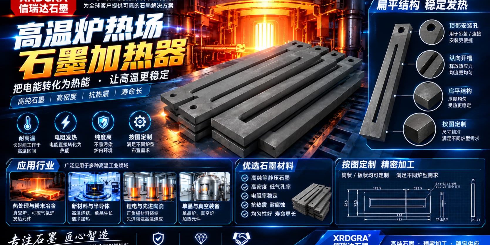 高温炉热场石墨加热器